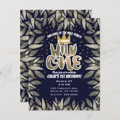 King of Wild Things ONE 1st Birthday Party Invitation