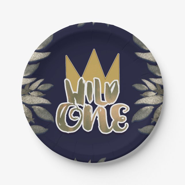 King of Wild Things ONE 1st Birthday Party Paper Plates (Front)