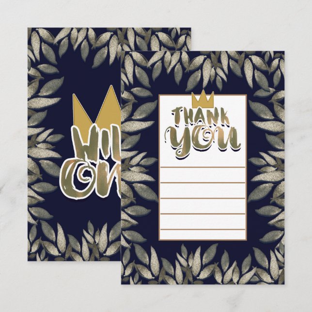 King of Wild Things ONE 1st Birthday Thank You Invitation (Front/Back)