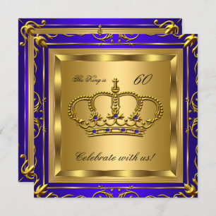 King or Queen Royal Blue Gold Birthday Party 2 Invitation