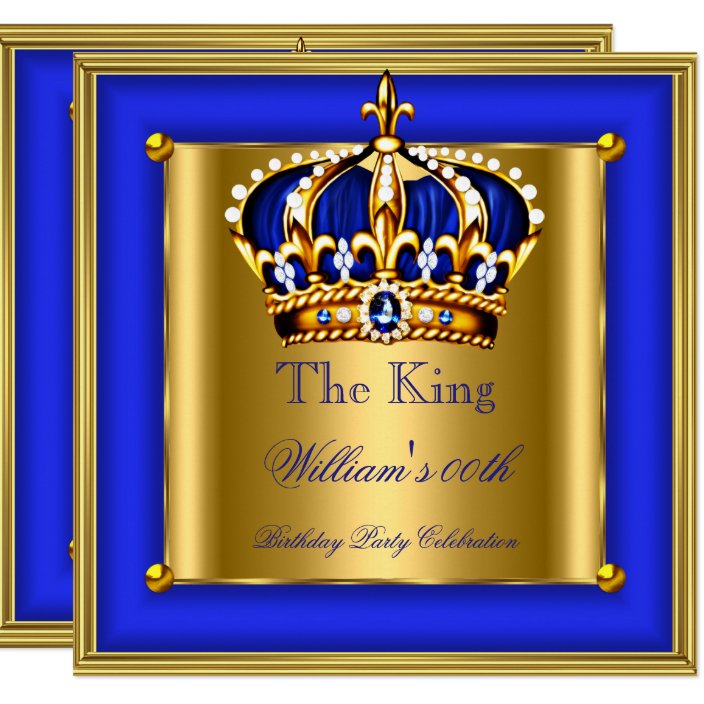 King Or Queen Royal Blue Gold Crown Birthday Party Invitation Zazzle Com