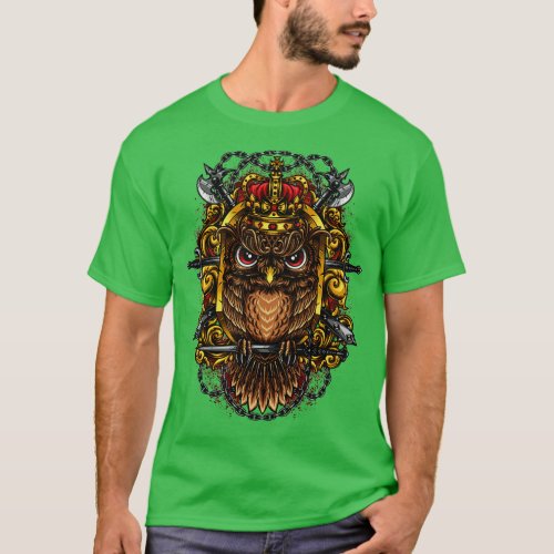 king owl graphic animals owl head T_Shirt
