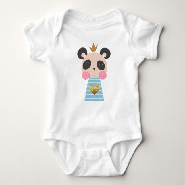 King Panda Baby Jersey Bodysuit (Front)