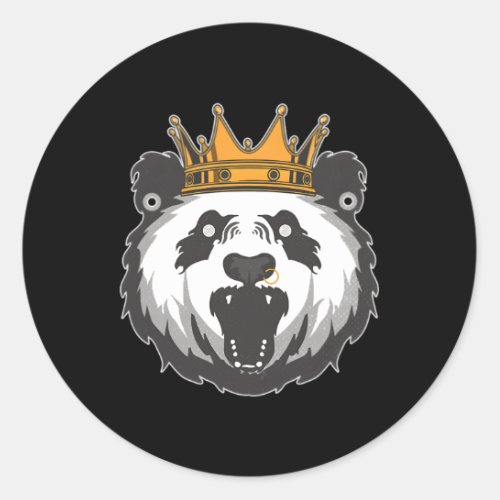King Panda With Ear Plugs Nose Ring Aesthetic Classic Round Sticker