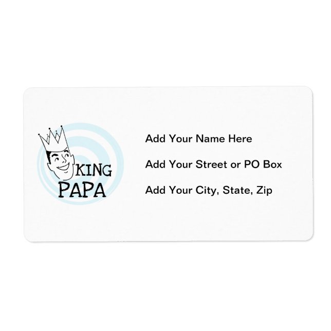 King Papa T-shirts and Gifts Label (Front)