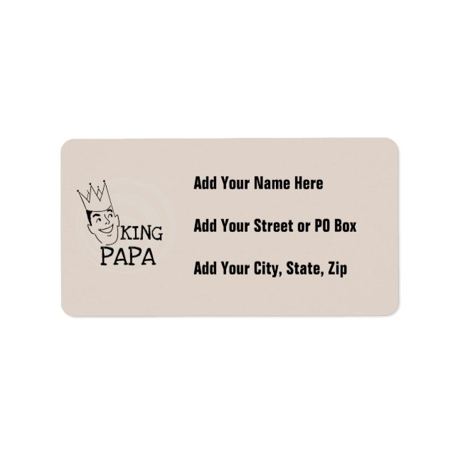 King Papa T-shirts and Gifts Label (Front)