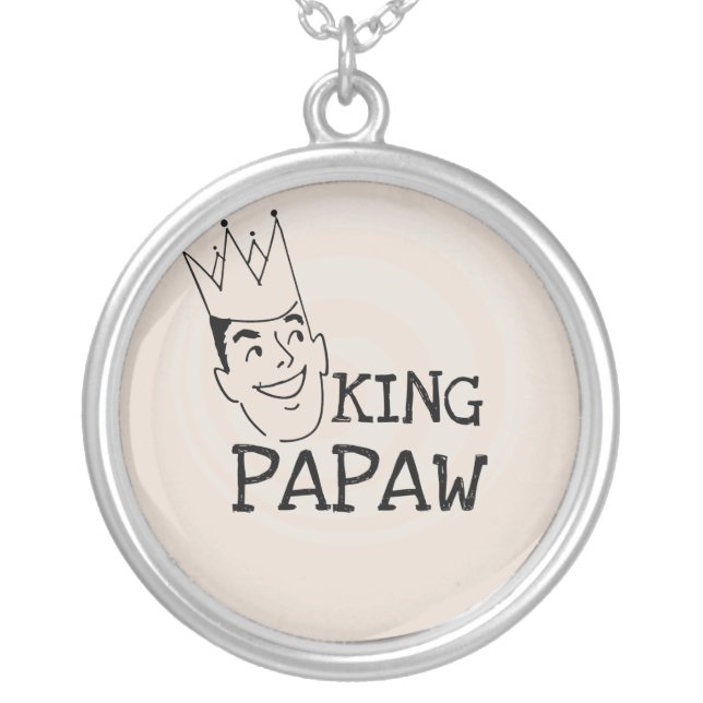 King Papaw T-shirts and Gifts Silver Plated Necklace (Front)