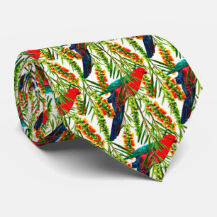 King Parrot Tropical Blooms Neck Tie