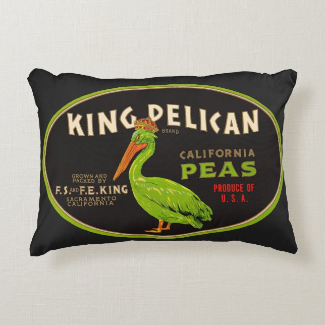 King Pelican California peas crate label Accent Pillow (Front)