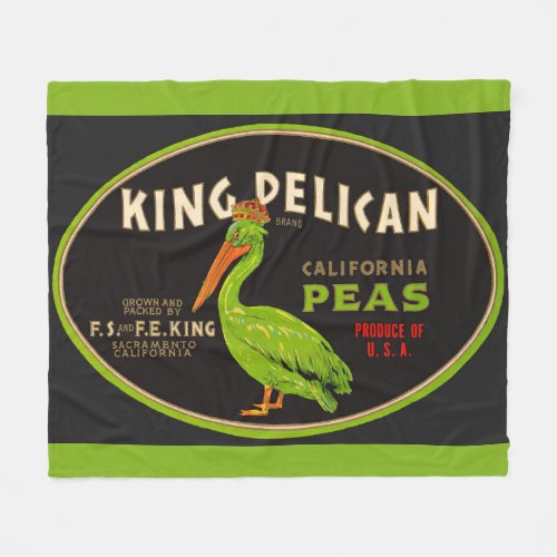 King Pelican California peas crate label Fleece Blanket