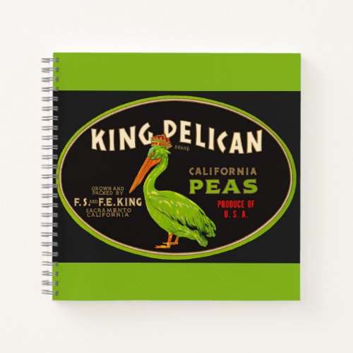 King Pelican California peas crate label Notebook