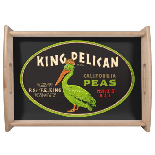 King Pelican California peas crate label Serving Tray