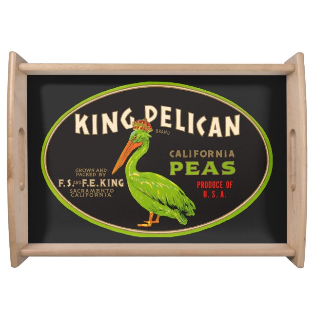 King Pelican California peas crate label Serving Tray (Front)