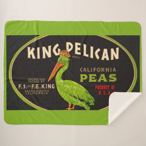King Pelican California peas crate label Sherpa Blanket