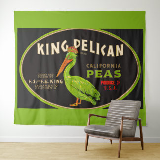 King Pelican California peas crate label Tapestry