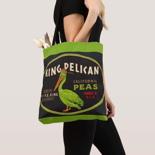 King Pelican California peas crate label Tote Bag (Close Up)