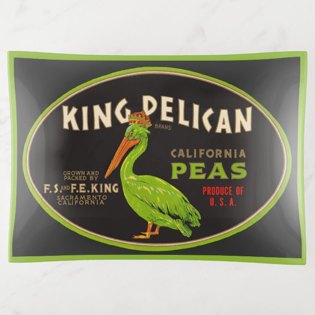King Pelican California peas crate label Trinket Tray (Front)