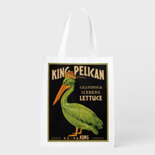 King Pelican Lettuce Produce Label Grocery Bag Zazzle
