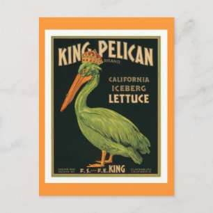 King Pelican Vintage Label Postcard