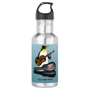 King penguin busking stainless steel water bottle