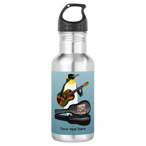 King penguin busking stainless steel water bottle