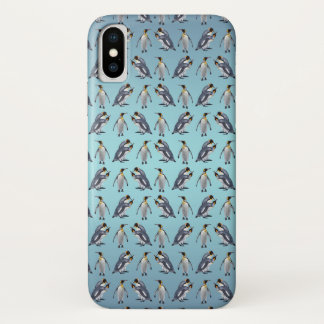 King Penguin Frenzy iPhone X Case (Sky Blue Mix)