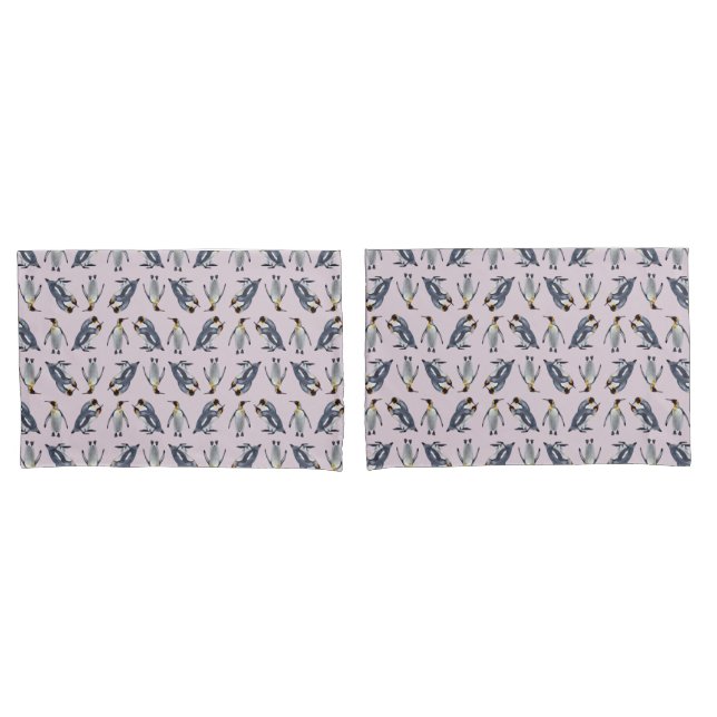 King Penguin Frenzy Pillowcases (Dusty Pink) (Front-Set)