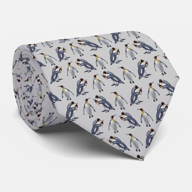 King Penguin Frenzy Tie (Light Grey) (Rolled)