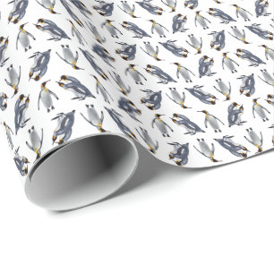 King Penguin Frenzy Wrapping Paper (Choose Colour)