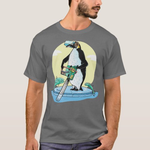King Penguin ice fishing T_Shirt