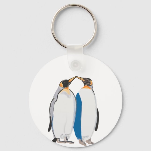 King Penguin Pair Kissing  Keychain (Front)