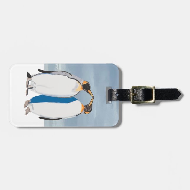 King Penguin Pair Kissing  Luggage Tag (Front Horizontal)
