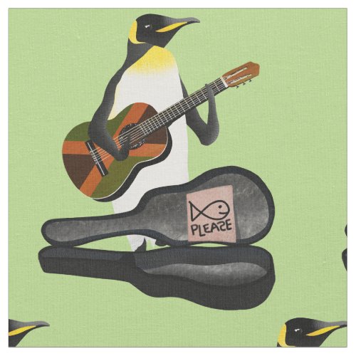 King Penguin Reggae Guitar Fabric