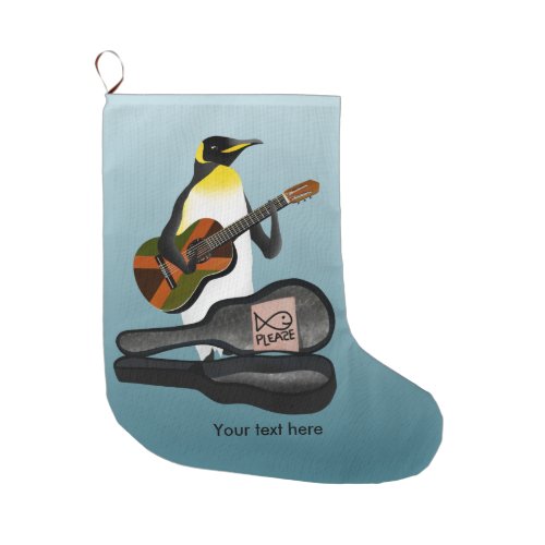 King Penguin Reggae Guitar Large Christmas Stocking
