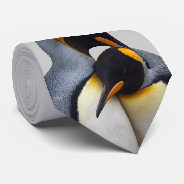 King Penguins in Love Tie (Light Grey) (Rolled)