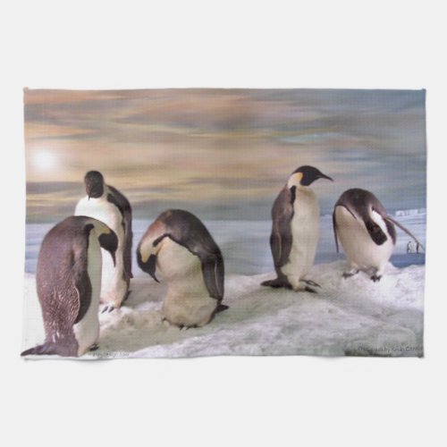 King penguins kitchen towel