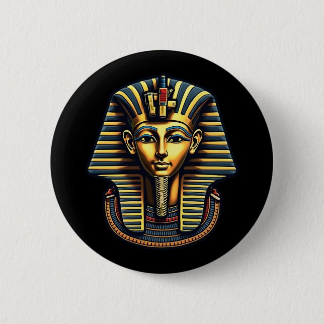 King Pharaoh Tutankhamun Pharaoh Ancient Egyptian Button (Front)