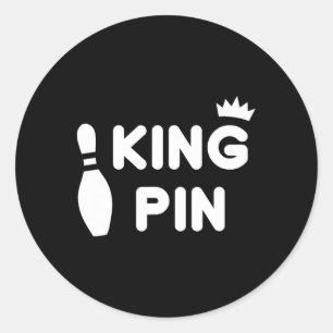King Pin Bowling Funny Cute Couples Bowler League Classic Round Sticker