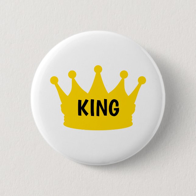 King - Plain Modern Gold White Color Graphic Button (Front)