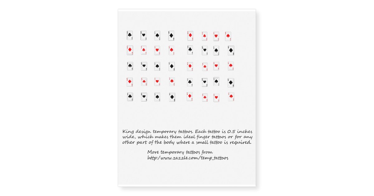 King Playing Card Design Temporary Tattoos Zazzle Com