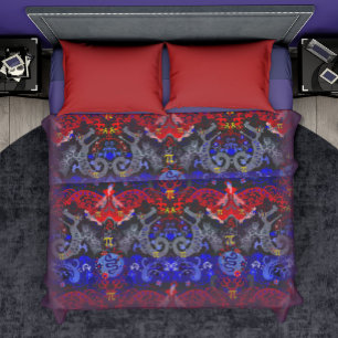 KING Polyamory Dragon Damask Pride Flag Colors Duvet Cover