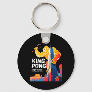 King Pong Funny Table Tennis Fan Poster Style Keychain