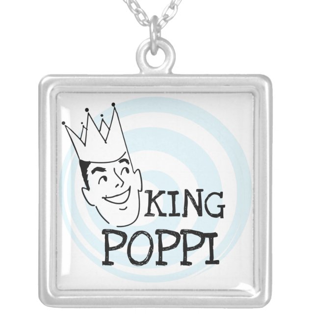 King Poppi T-shirts and Gifts Silver Plated Necklace (Front)