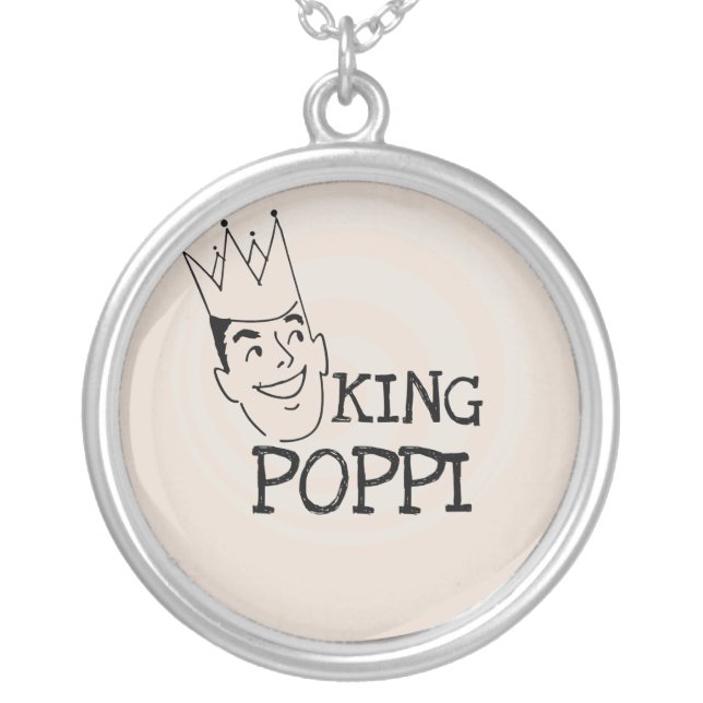 King Poppi T-shirts and Gifts Silver Plated Necklace (Front)
