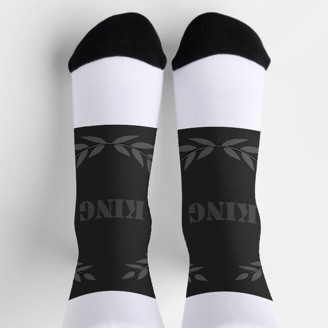 KING Printed Black Background Crown luxurious Cool Socks (Top)
