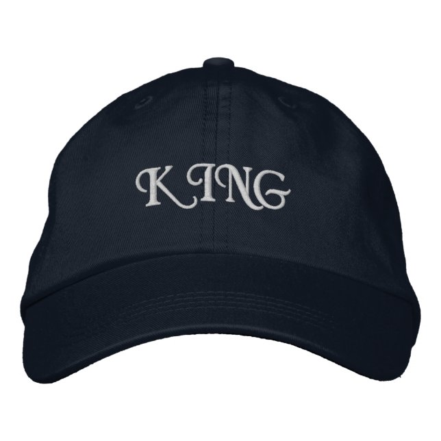 KING Printed Cotton Navy fabric and adjustable Men Embroidered Baseball Cap (Front)
