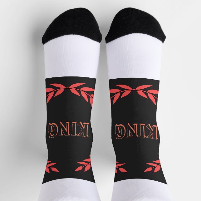 KING Printed High-Quality Stylish Crown Logo Men's Socks (Top)