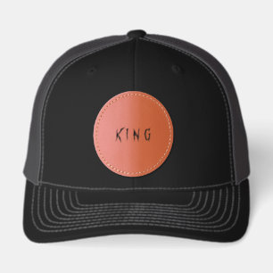 KING Printed Text Casual Outdoor Elegant Men Black Leather Patch Hat