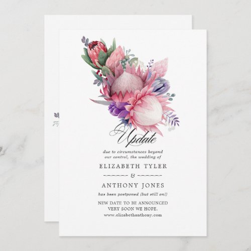 King Protea Blossoms Boho Wedding Update Invitation