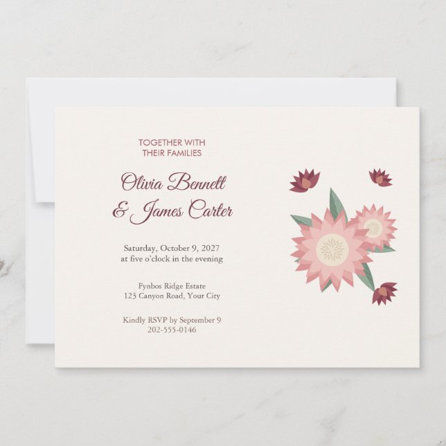 King Protea Boho Wedding Invitation (Front)